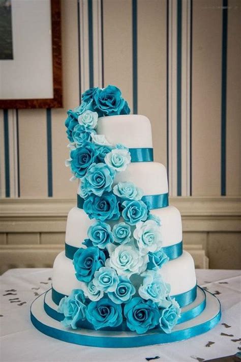 turquoise rose cascade wedding cake cake by carrie cakesdecor