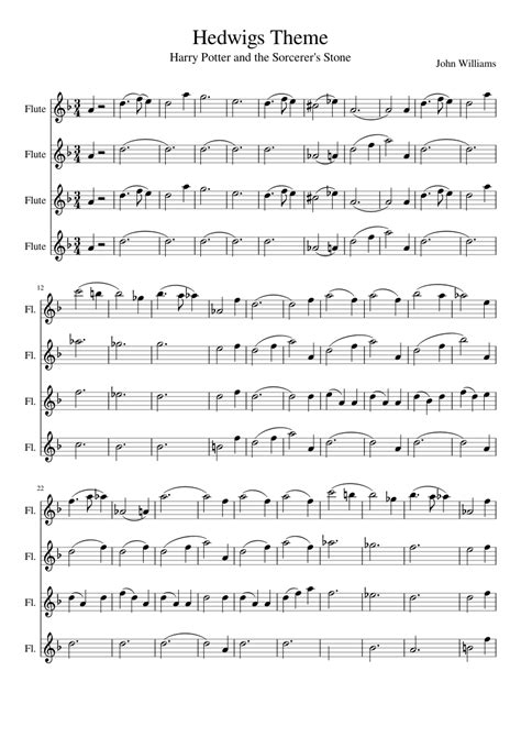 Flute Sheet Music Harry Potter Hedwigs Theme Theme Image