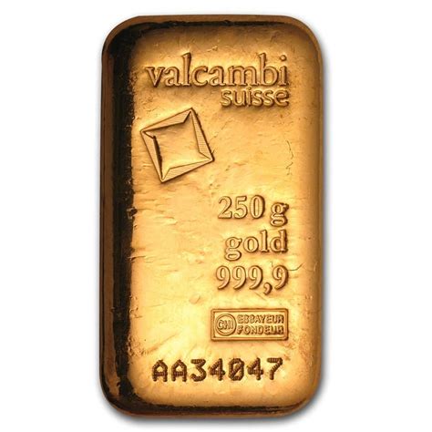 250 Gram Gold Bar Valcambi Poured Wassay Valcambi Gold Bars