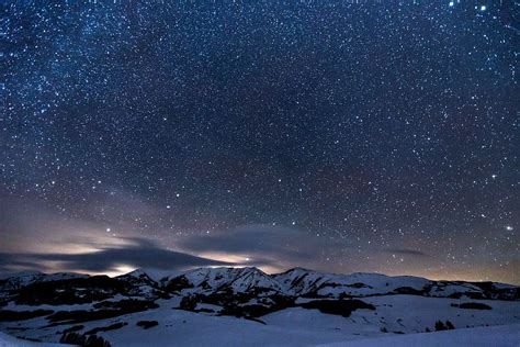 Hd Wallpaper Night Sky With Stars Above Snow Landscape Landscape