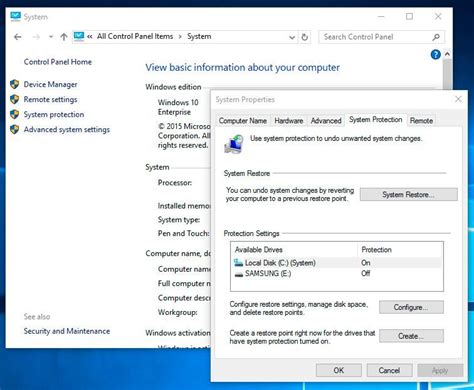 System Restore Point In Windows 10