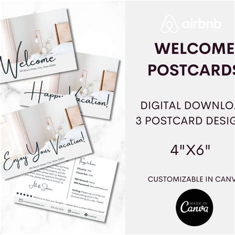 Airbnb Welcome Card Template Airbnb Canva Template Vrbo Etsy