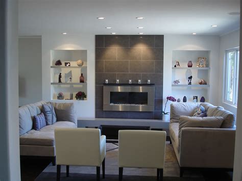 Measure halfway across each wall in opposite directions, using the length and width measurements. A clean contemporary living room featuring a wall mounted ...
