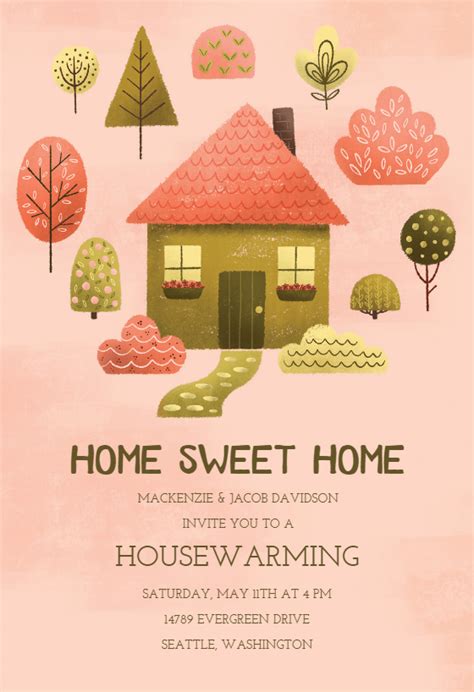 Cozy Pink Housewarming Invitation Template Greetings Island House