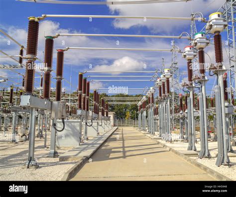 High Voltage Switchyard In Modern Electrical Substation Stock Photo Alamy