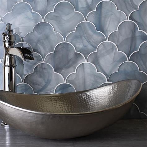 88 X 91 Ocean Glass Cloud Blue Mosaic Bathroom Tile Tile Club