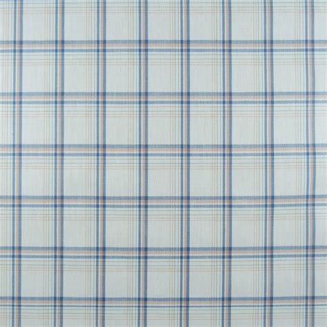 Peach Blue White Plaid Fabric On Sale 1502 Fabrics