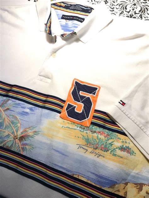 Tommy Hilfiger Hawaiian Surfer Golf Polo Shirt Xl Rare Unique Design