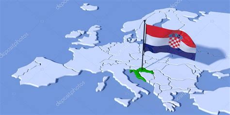 Op zoek naar tickets naar letland? Europa 3D-kaart met vlag Kroatië — Stockfoto © albasu ...
