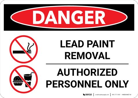Danger Lead Paint Removal Authorized Personnel Only With Icons