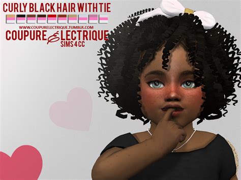 Curly Black Hair With Tie Ing Redheadsims Cc