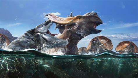 Sea Monsters Rumble In The Jungle Jurrasic Park Dinosaur Illustration