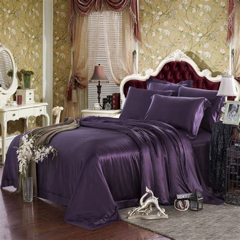 Royal Purple Light Purple Deep Purple Silk Bed Sheets Duvet Cover