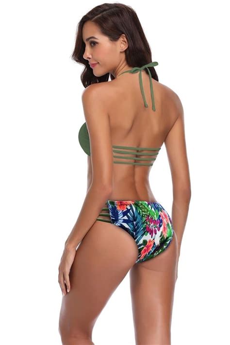 Printing Cutout Strappy Halter Sexy Bikini Shekini Shekini Official Site