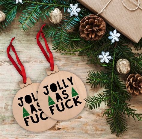 Jolly As Fuck Christmas Tree Ornament Curse Word Christmas Ornaments
