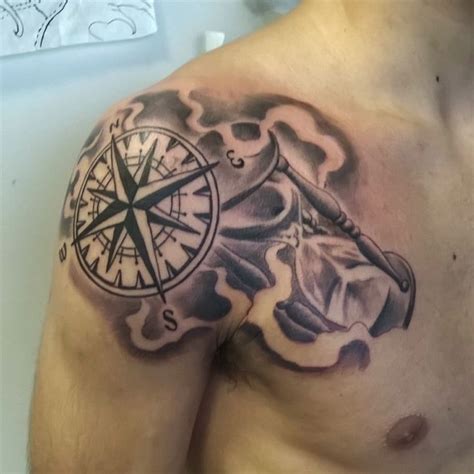 Beautiful and small rose tattoos for men and women with meaning and design images. Time glass tattoo, wind rose tattoo. By Mael tattoo | L ...