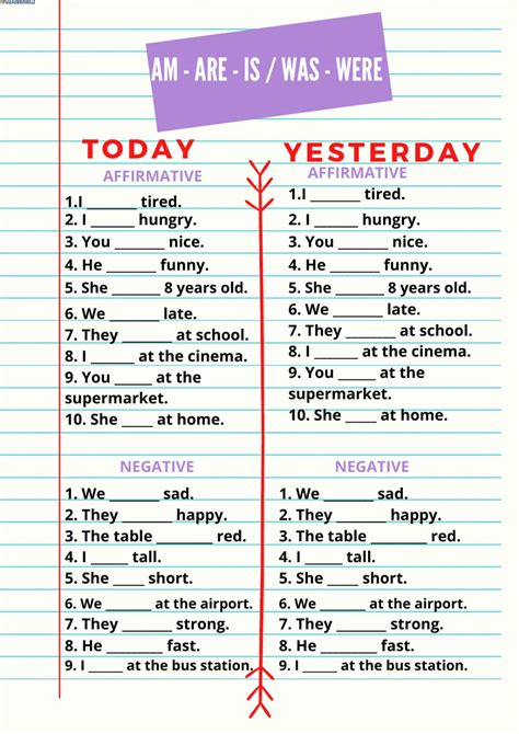 Verb to be: am-are-is-was-were worksheet