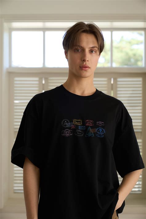 Postage Stamp T-Shirt - Black