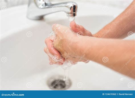 Young Woman Washing Her Hands Stock Photo Image Of Bathroom Human