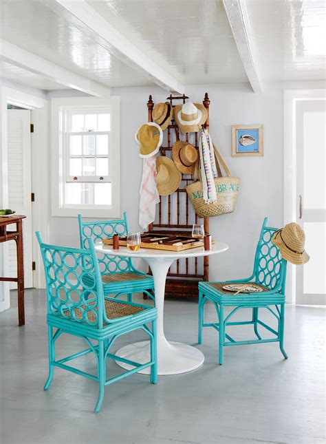Charming Pink Bahamas Cottage Tour Living Room Turquoise