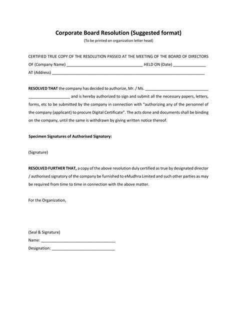 37 Printable Corporate Resolution Forms Templatelab