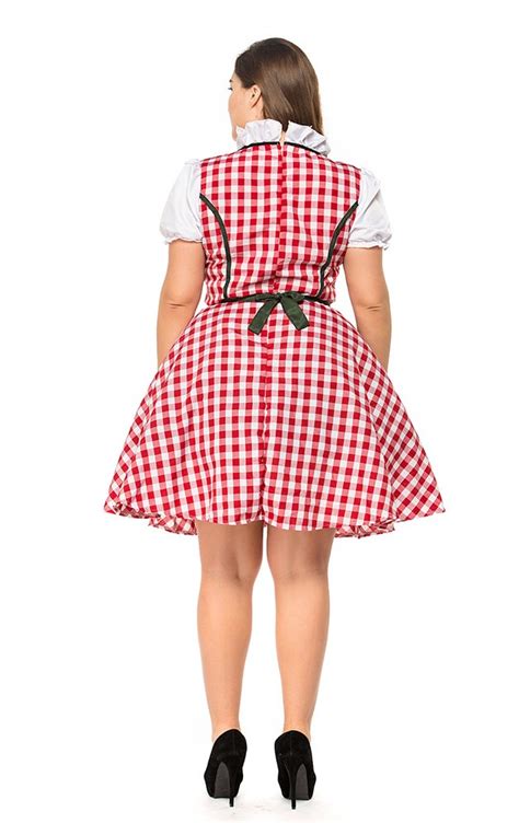 womens plus size red plaid dress oktoberfest fraulein costume