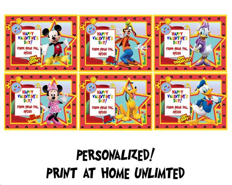 Customized Mickey Mouse Clubhouse Valentines Day Cards Printable Print