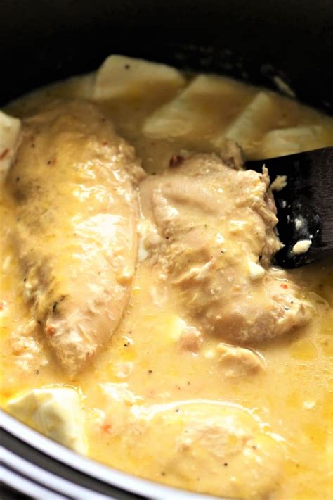 The stirring will cause the chicken to shred. Cream Cheese Crock Pot Chicken - My Recipe Treasures