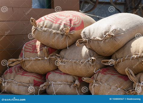 Closeup Of Grain Sacks At Yamhill County Harvest Festival Editorial