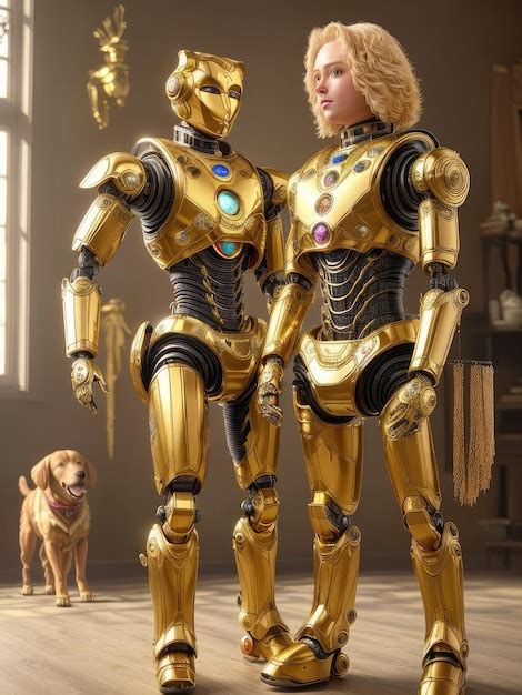 Premium Ai Image A Couple Of Robots Are Standing Next To Each Other