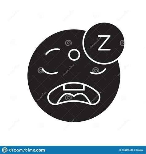 Sleeping Emoji Black Vector Concept Icon Sleeping Emoji Flat