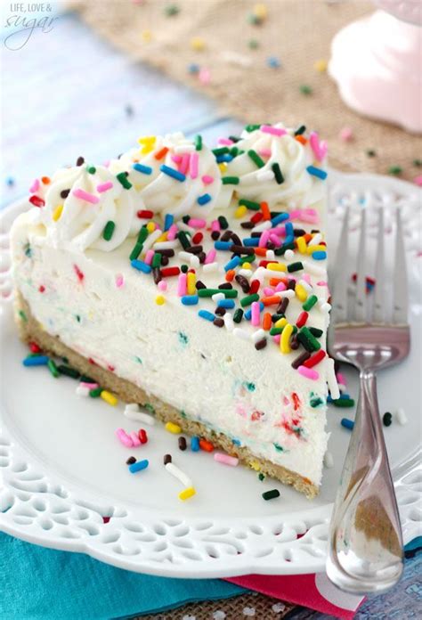 No Bake Funfetti Cheesecake Golden Birthday Cake Oreo Crust Filled