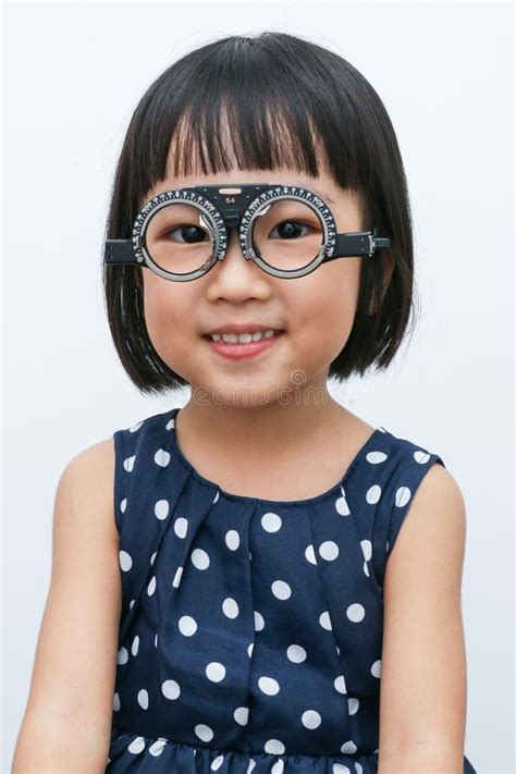 Asian Little Chinese Girl Doing Eyes Examination Stock Image Image Of