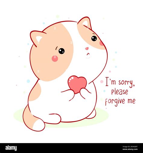 Apologize Card Sad Little Kitten With Pink Heart Inscription Im