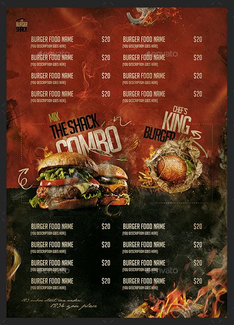 menu burger shack  monkeybox graphicriver