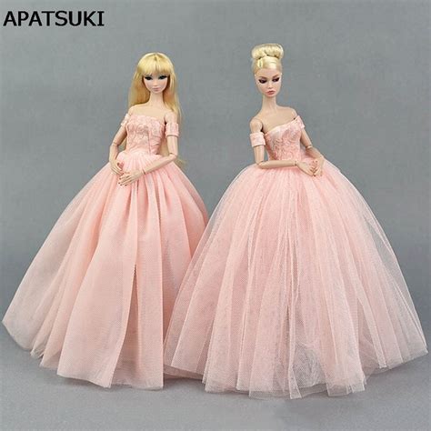pink wedding dress for barbie doll princess evening party clothes wears long dresses doll