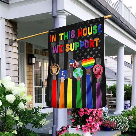 in this house we support lgbt pride flag garden flag peace etsy