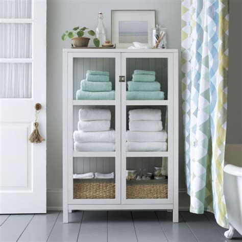 Use baskets, bins and jars for extra storage. Ribbed White Hand Towel | Bathroom towel storage, Small ...