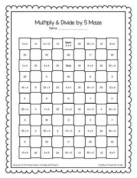 Multiply and Divide by 5 Math Maze Worksheet by Teaching with Powers