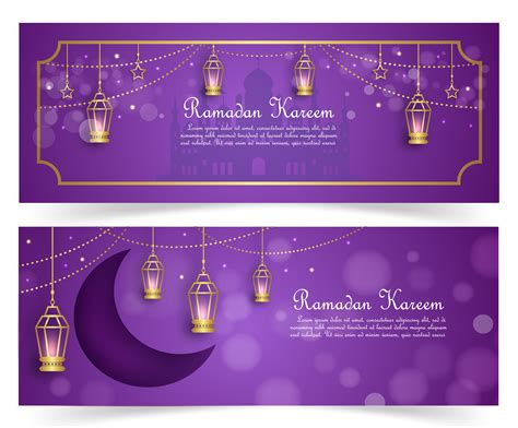 Purple And Gold Ramadan Kareem Banner Set 834770 Vector Art At Vecteezy