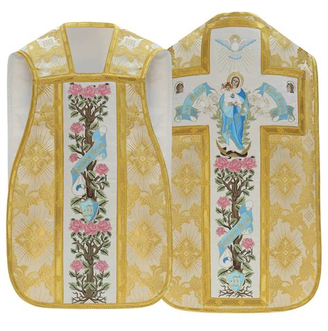 Roman Chasuble Ave Maria R473k9 Cream Liturgical Vestments