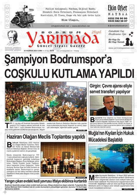 03 Haziran 2022 tarihli Bodrum Yarimada Gazete Manşetleri