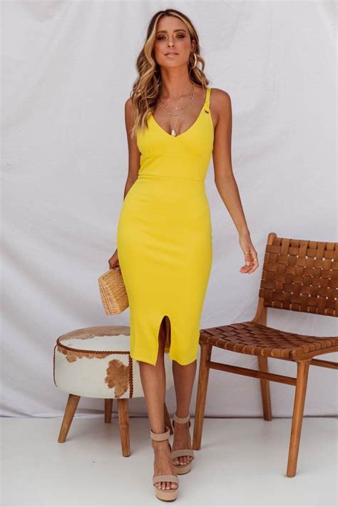 Tammy Midi Dress Canary Yellow Sndys September 2018 Canary Yellow Dress Yellow Midi Dress