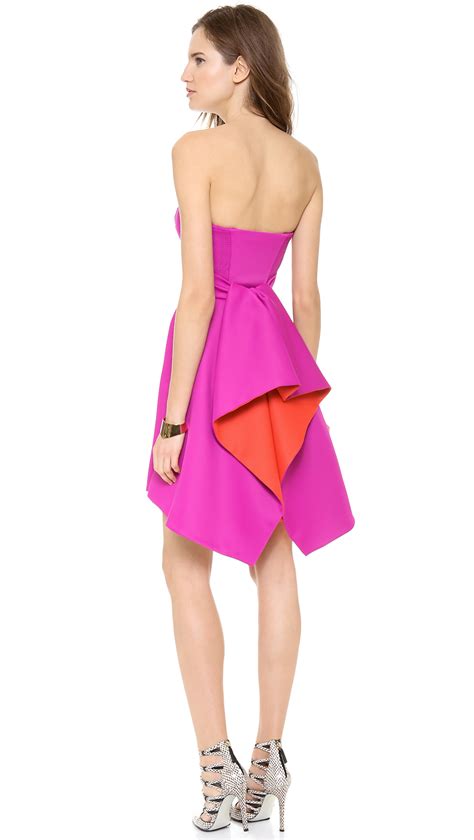 Lyst Halston Strapless Colorblock Dress In Pink