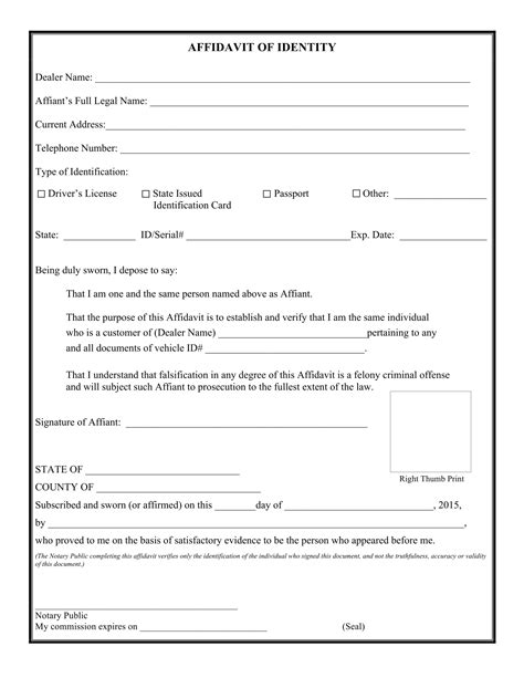 Free Forms Affidavit Of Identity 2024