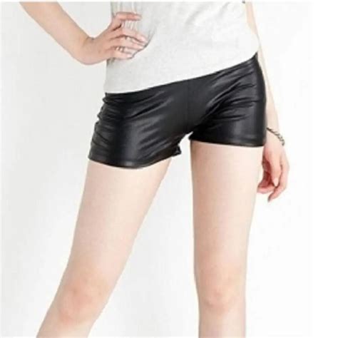 Casual Black Faux Leather Shorts Sexy Women Short Stretch Leather Summer Shorts For Spring