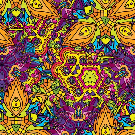 Psychedelic S Hippie Ornament Seamless Vector Pattern Texture Andrei Verner