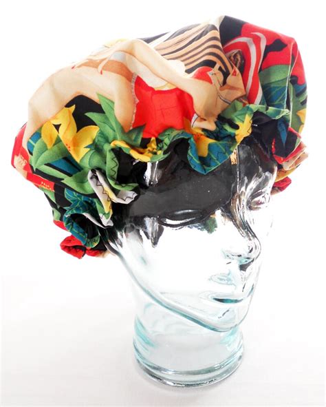 Shower Cap Satin Sleep Bonnet Vintage Pinup Hula Tropical Etsy