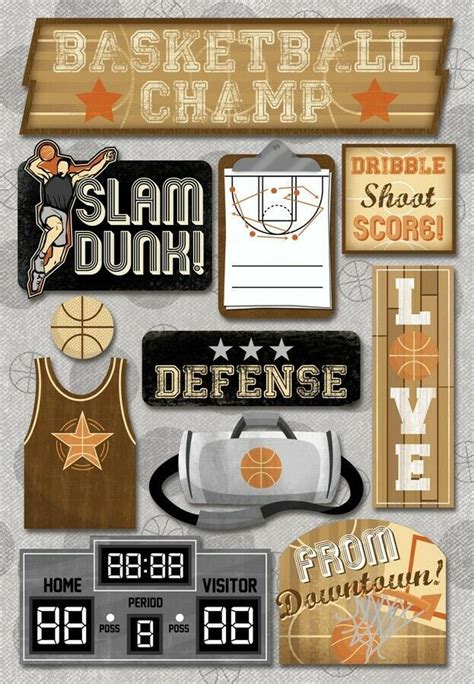 Basketball Champ Cardstock Sticker Scrapbook Card Making Slam Dunk