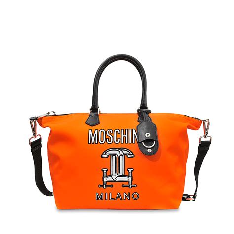 Moschino Printed Nylon Shopping Bag In Orange Lyst